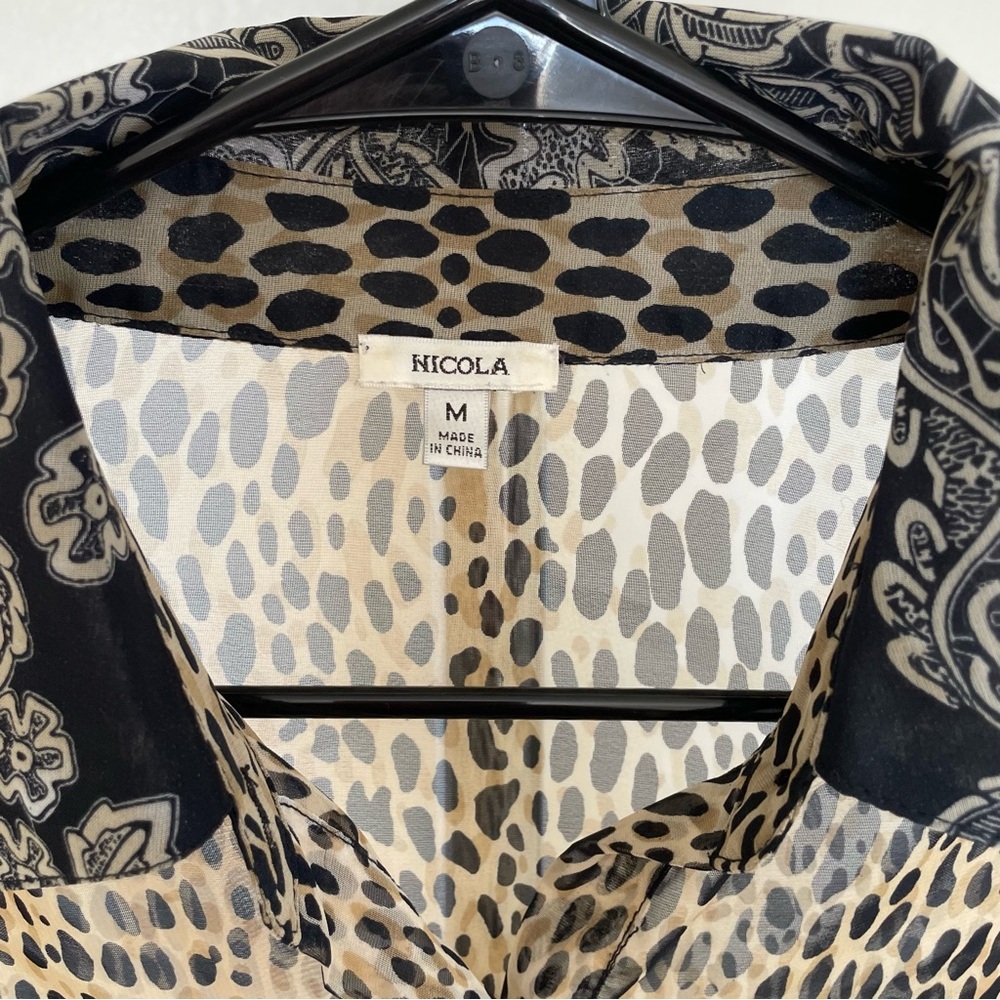 Nicola Sheer Leopard Print Long Sleeve Blouse Medium - Picture 4 of 6